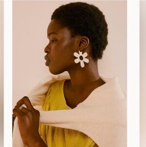 New Free People Wendy Woven Wrapped Yellow Flower Earrings